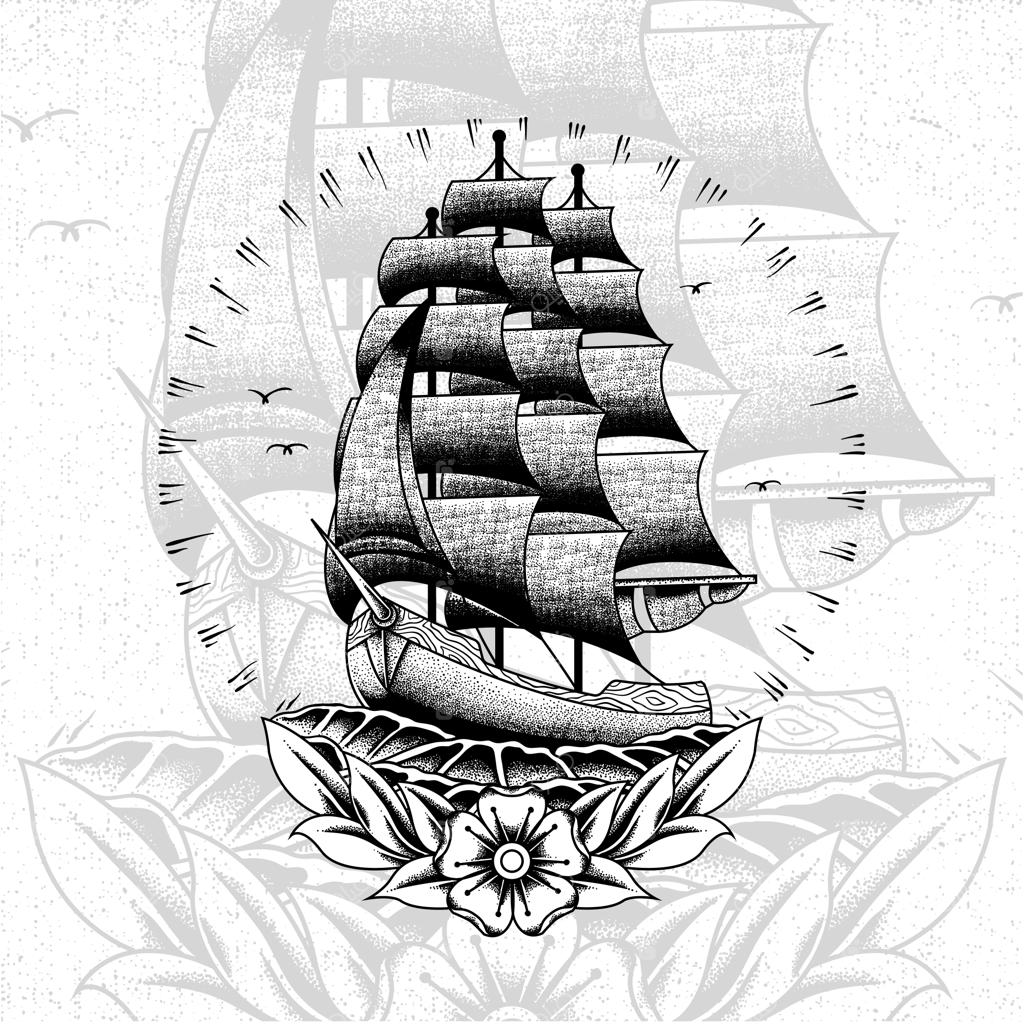 تصویرسازی کشتی قدیمی؛ دقیق و قابل ویرایش