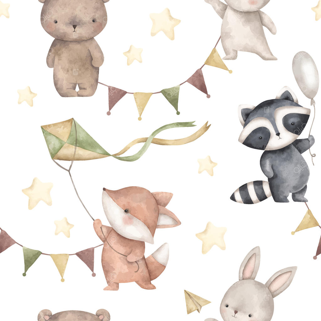 شخصیت‌های حیوانات دوست‌داشتنی در تم آبرنگی شاد وکتور حرفه‌ای