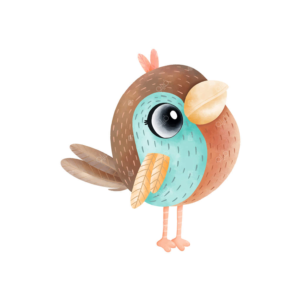 پرنده آبرنگی بامزه