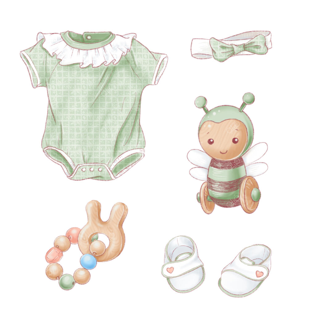 مجموعه تولد نوزاد و جشن سیسمونی با طراحی دستی