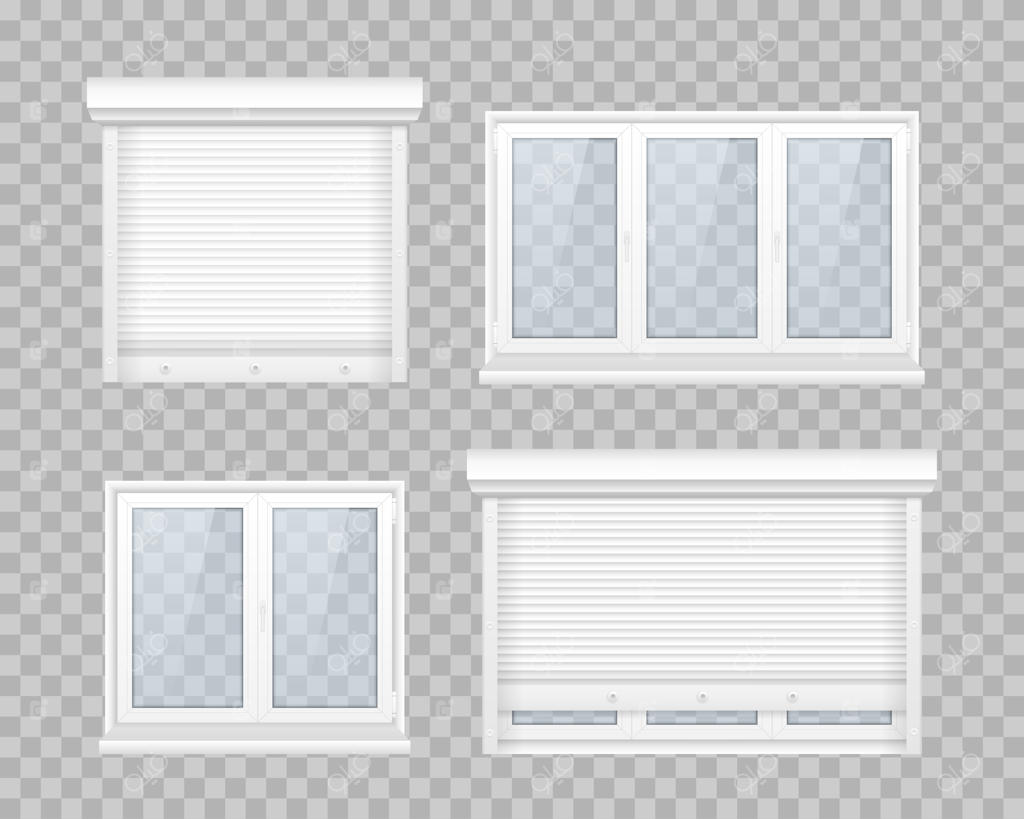 مجموعه‌ای از پنجره‌های بسته با شیشه شفاف و قاب سفید