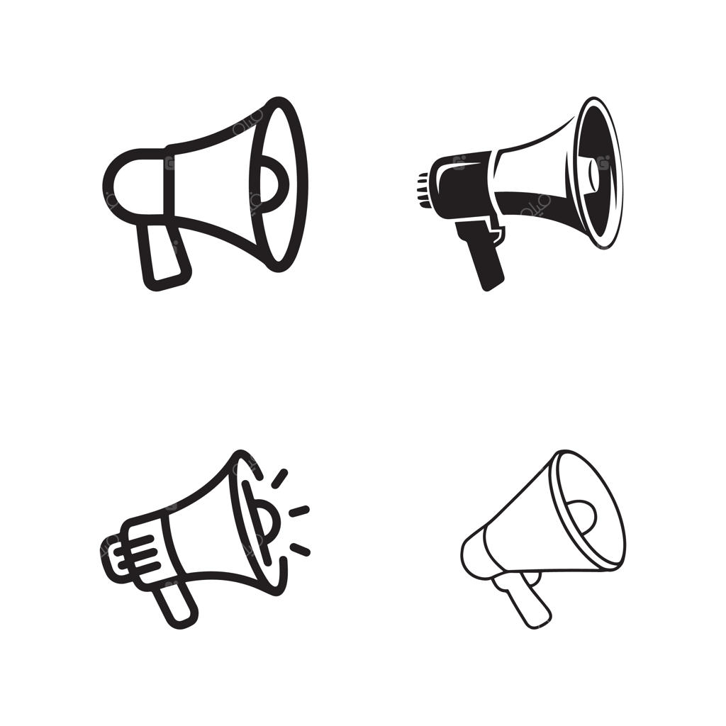 مجموعه وکتور آیکون‌های خطی بلندگو با پس‌زمینه سفید