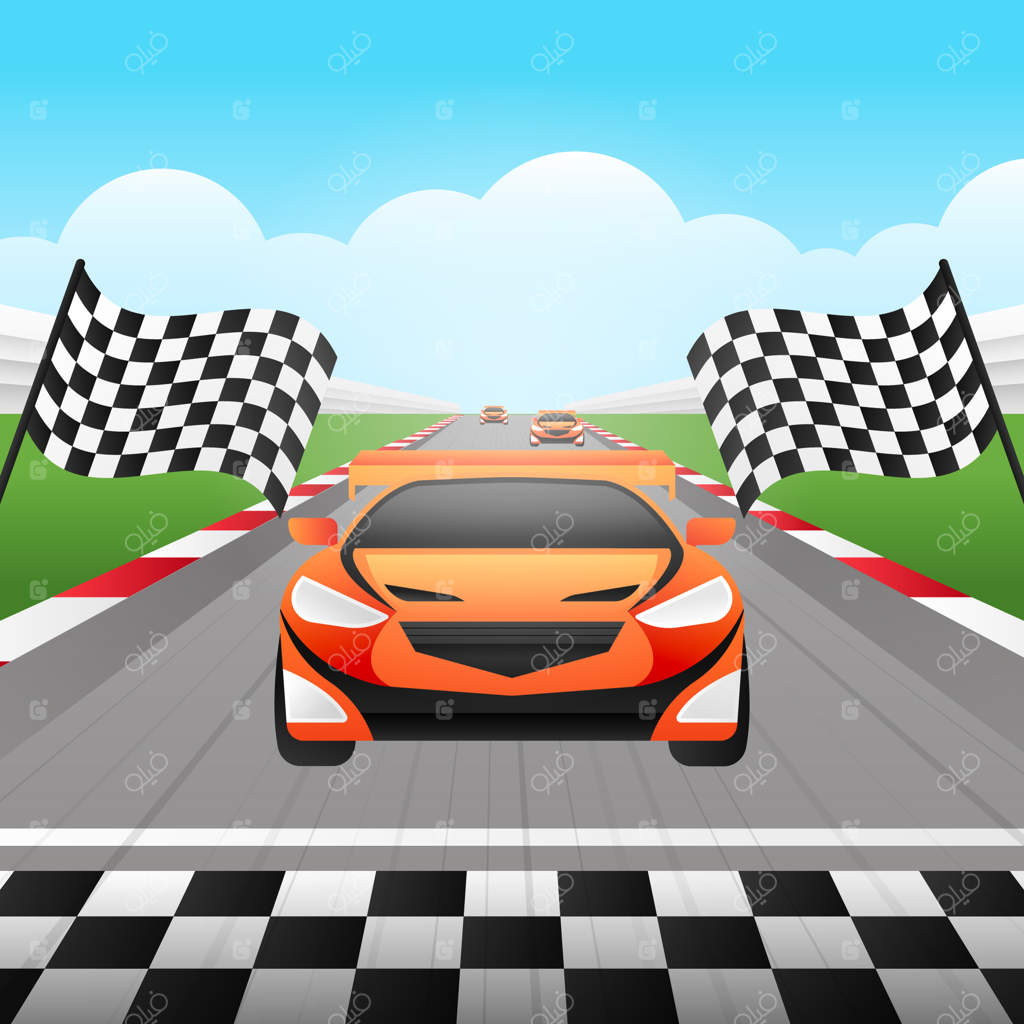 تصویرسازی مسابقه ماشین با گرادیان رنگی