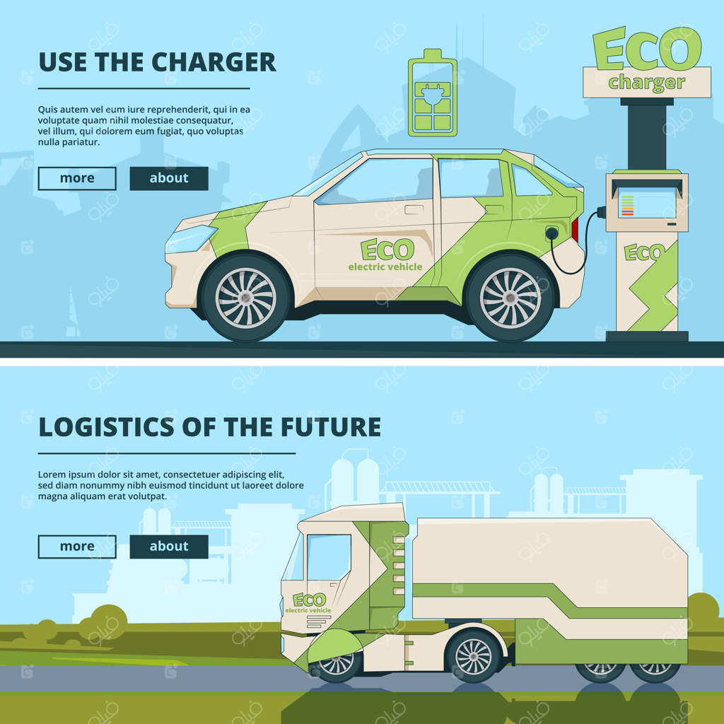ایستگاه شارژ خودروهای برقی: قالب‌های بنر متنوع با تصاویر خودروهای برقی