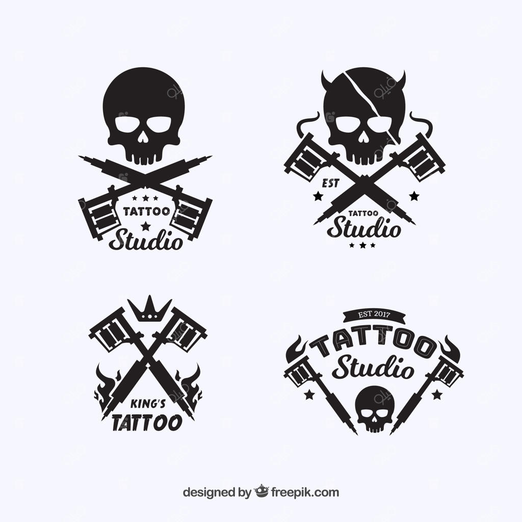 مجموعه‌ای از طرح‌های تتو با طراحی جمجمه