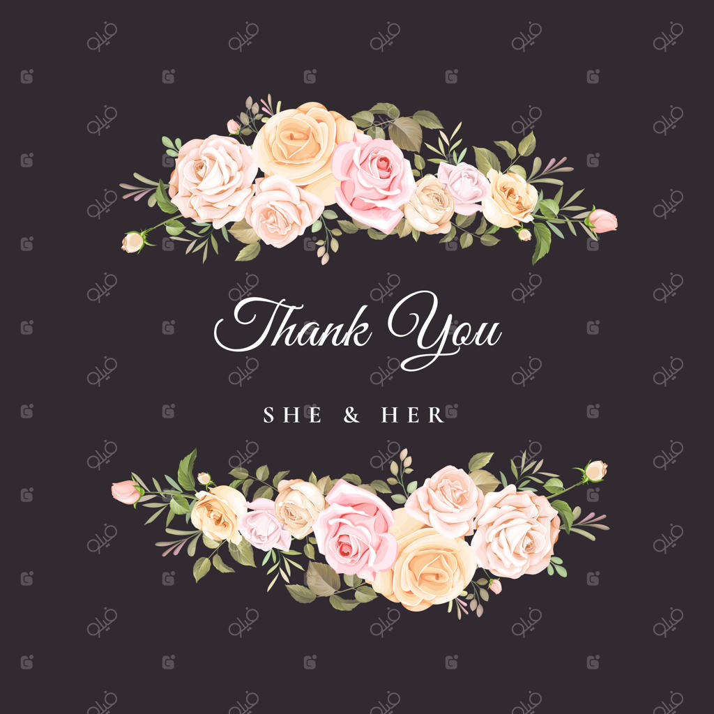 کارت تشکر عروسی با قالب زیبای گلدار