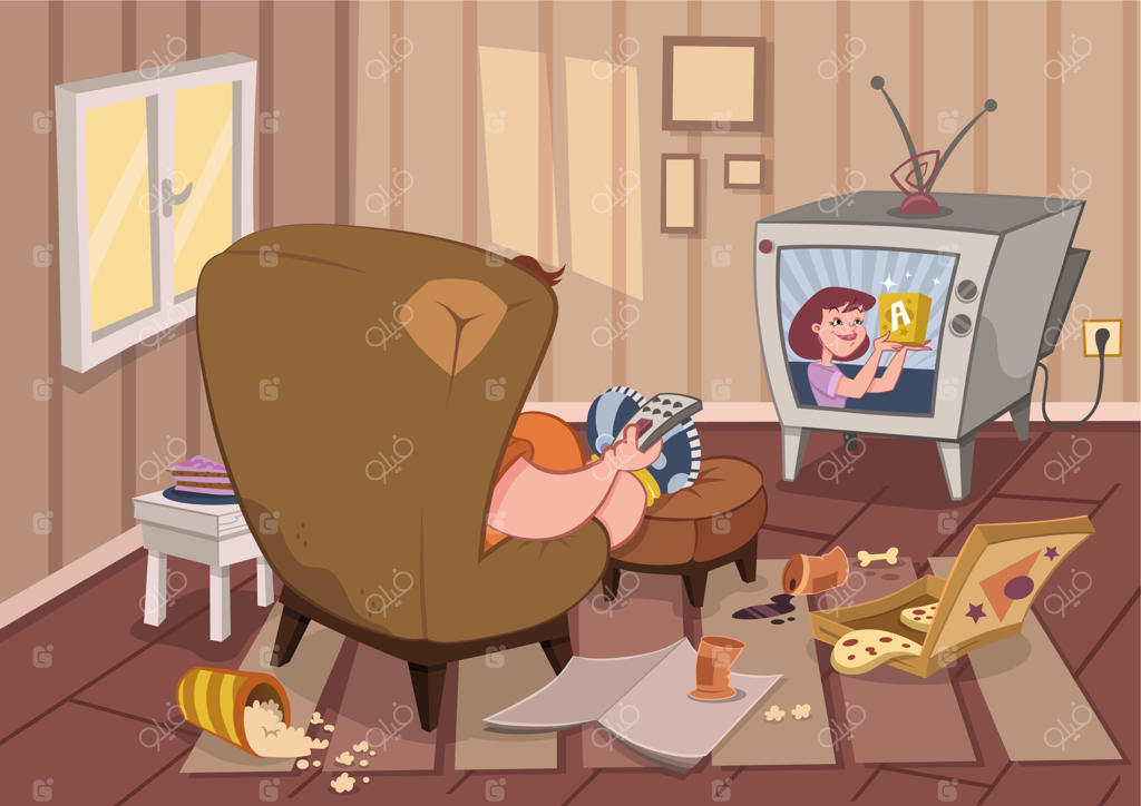 تصویر وکتور شخصیت کارتونی تنبل روی کاناپه