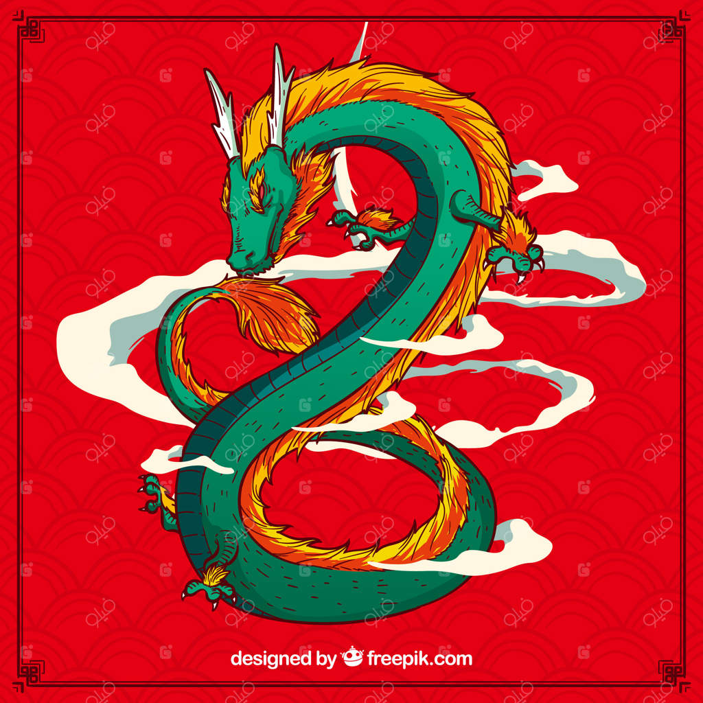 اژدهای سنتی چینی دست‌کشیده