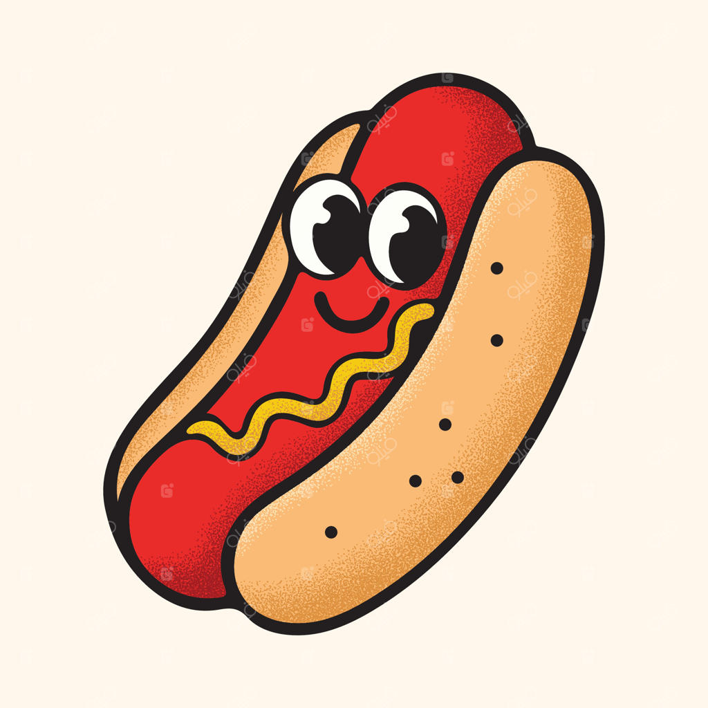 تصویر بامزه هات‌داگ، طراحی فانتزی غذای فست‌فود