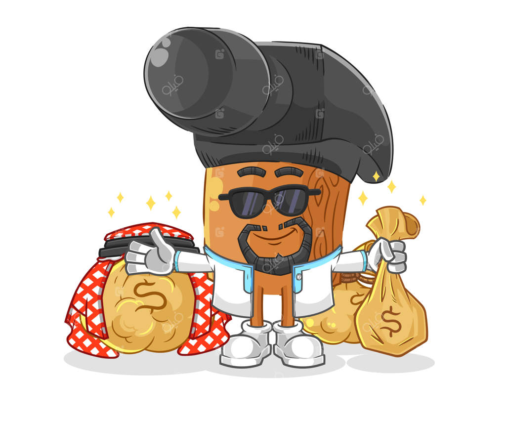 وکتور کارتون نماد عربی ثروتمند با چکش