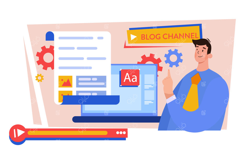 تولید محتوای چندرسانه‌ای برای کانال بلاگ ویدئویی - مفهوم تصویرسازی بر روی زمینه سفید