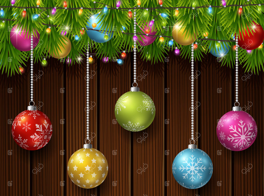 پس‌زمینه کریسمس با شاخه‌های درخت کاج