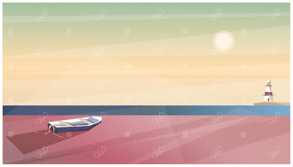 تصویرسازی وکتوری از پس‌زمینه ساحل در بهار یا تابستان