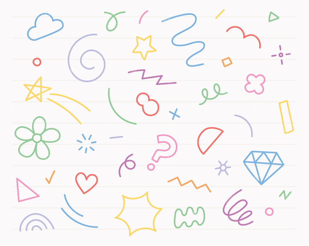 طرح ساده با خطوط آزاد و قلم‌های رنگی. الگوی طراحی ساده.