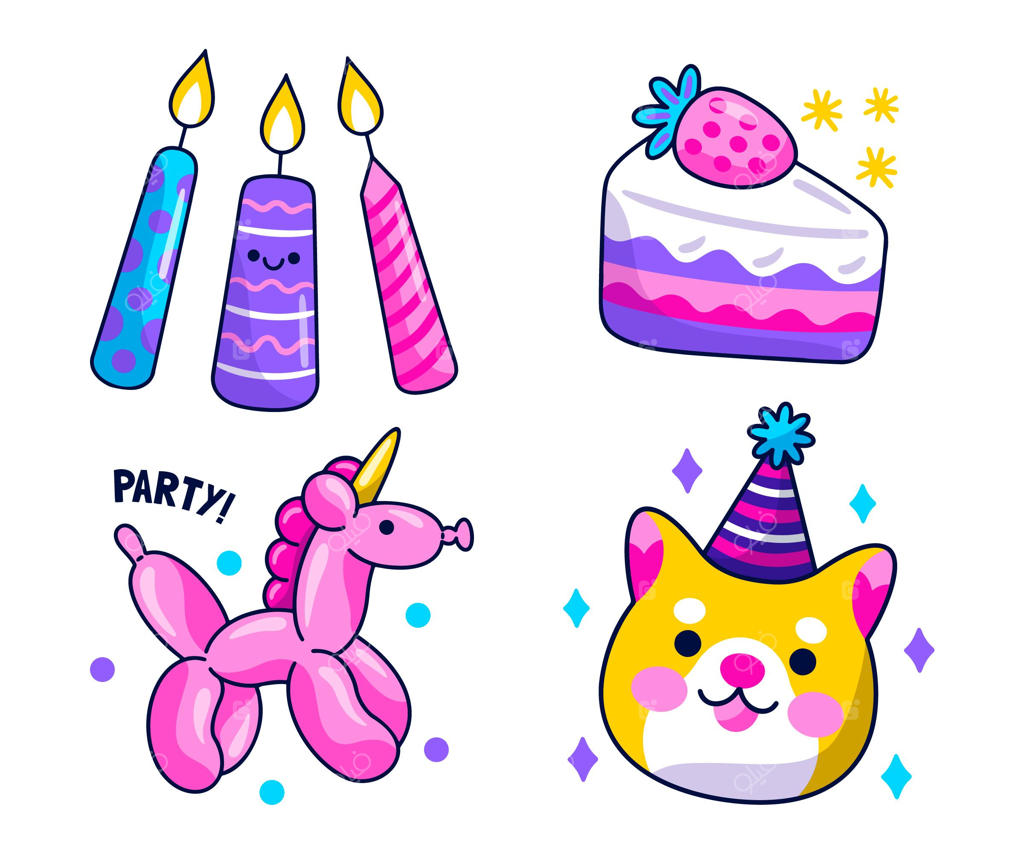 مجموعه استیکرهای تولد بامزه