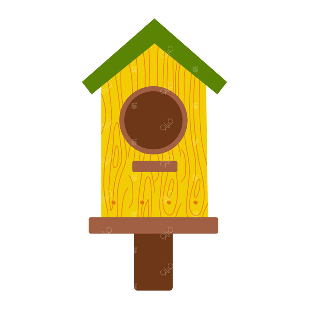 خانه پرنده چوبی رنگارنگ برای تزئین باغ و جذب پرندگان در فضای باز طراحی شده است