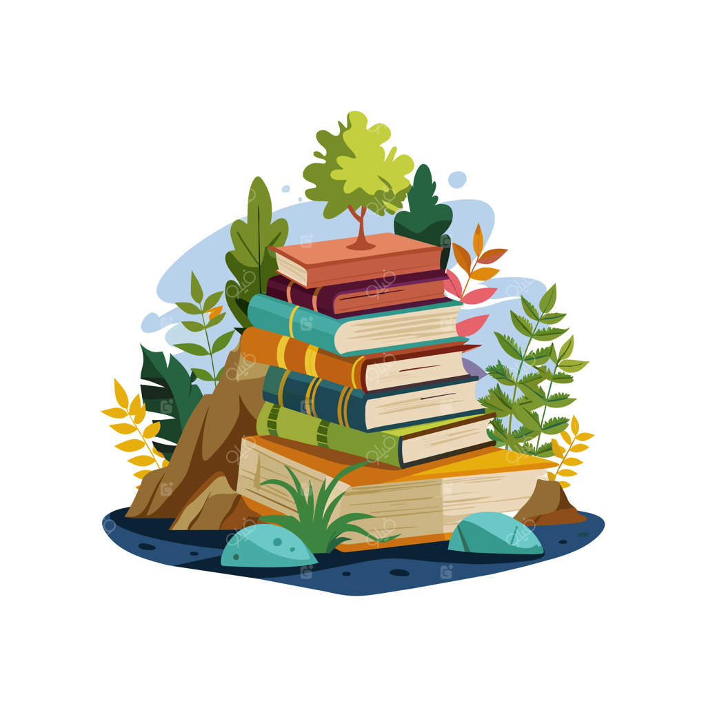 مفهوم تصویرسازی وکتوری از چیدمان کتاب‌ها