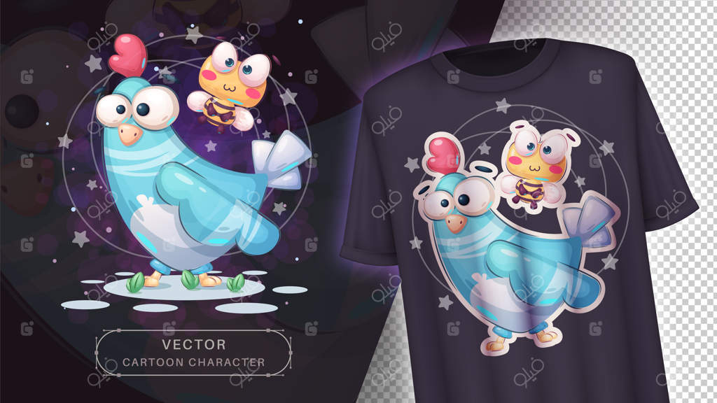 شخصیت کارتونی جوجه و زنبور بامزه