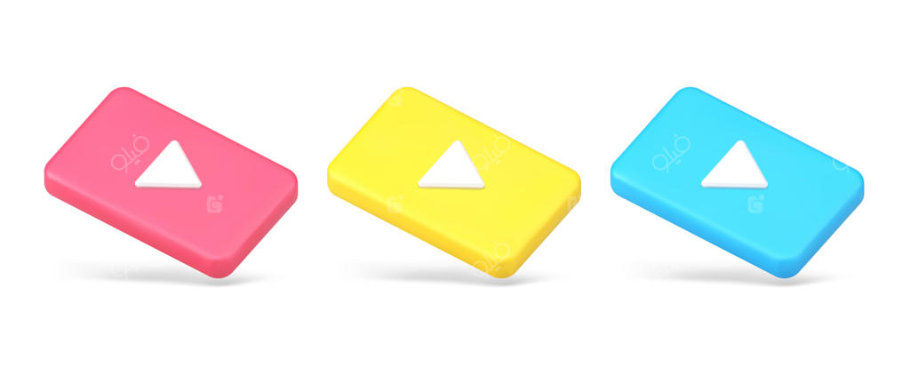 مجموعه آیکون‌های دکمه‌های پخش ایزومتریک رنگارنگ - طراحی رابط کاربری وکتور دکوراتیو