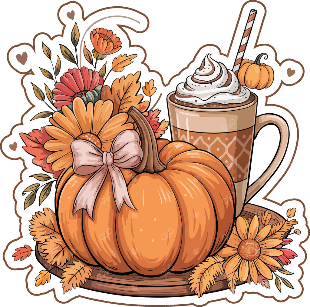 ایده‌های دکوراسیون جذاب پاییزی با کدو تنبل و قهوه - وکتور حرفه‌ای