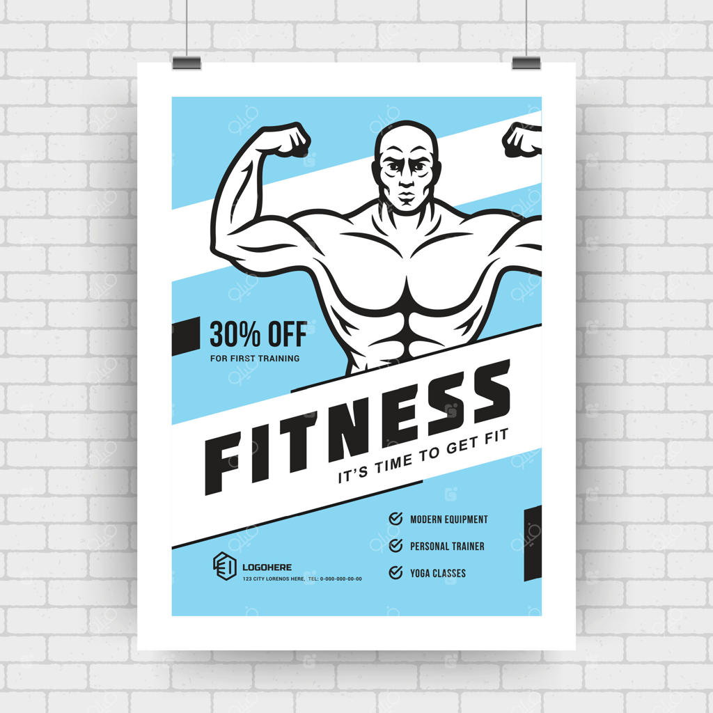 طراحی قالب پوستر رویداد ورزشی و مسابقات بدنسازی، فلایر مدرن با تایپوگرافی خلاقانه و تصویرسازی