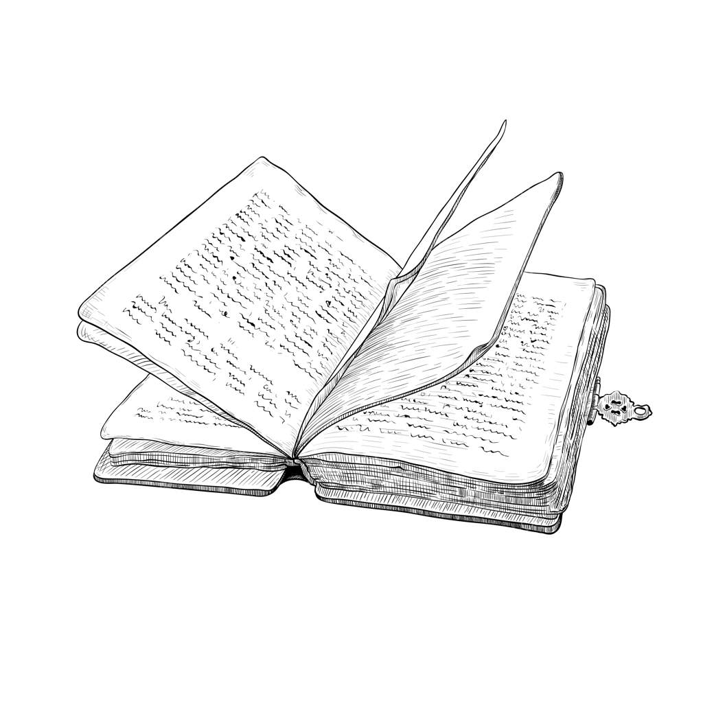 کتاب قدیمی با قفل - طراحی دستی به سبک حکاکی قدیمی