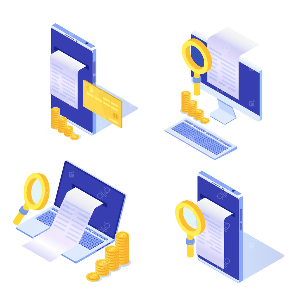 صورتحساب دیجیتال، رسید الکترونیکی یا فاکتور به صورت ایزومتریک. خرید آنلاین.