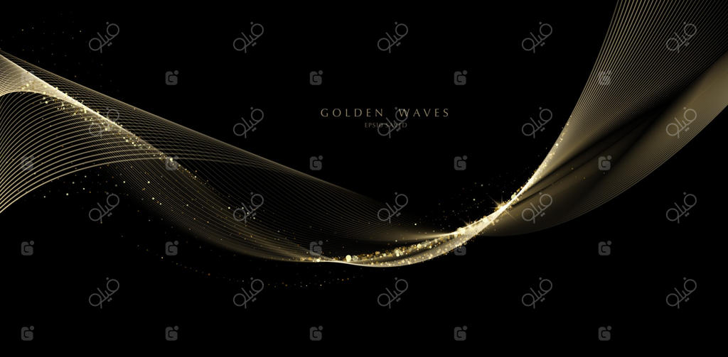 پس‌زمینه موج طلایی با خطوط لوکس طلایی