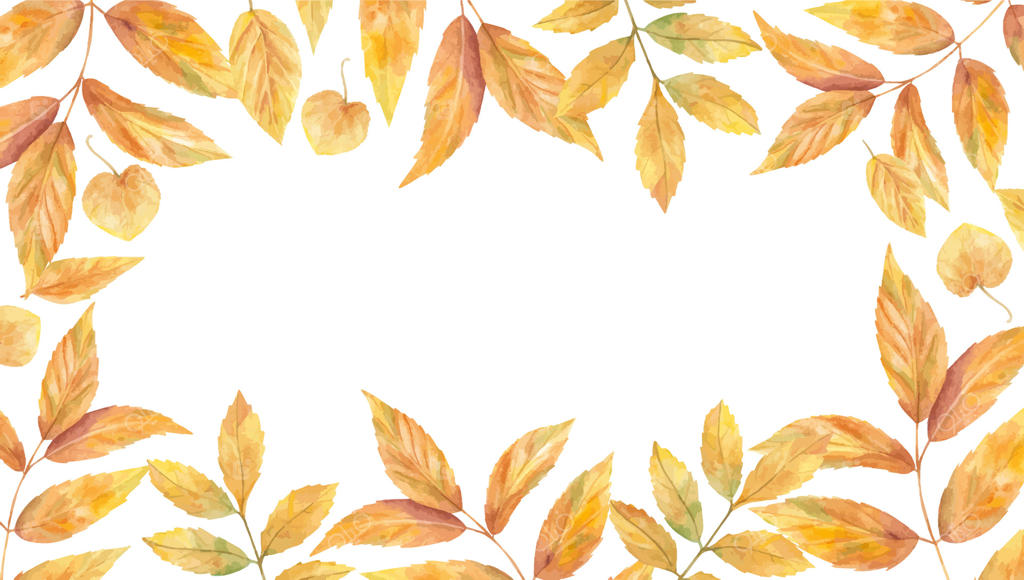 حاشیه برگ‌های پاییزی آبرنگی برای هنر فصلی (وکتور حرفه‌ای)