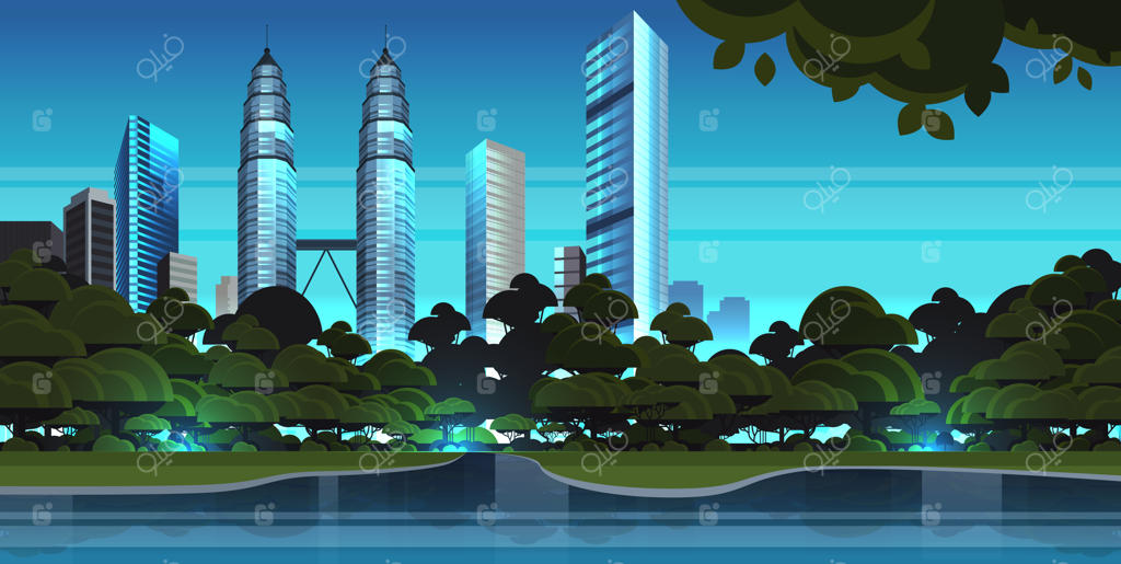 پانورامای زیبای شهر در شب