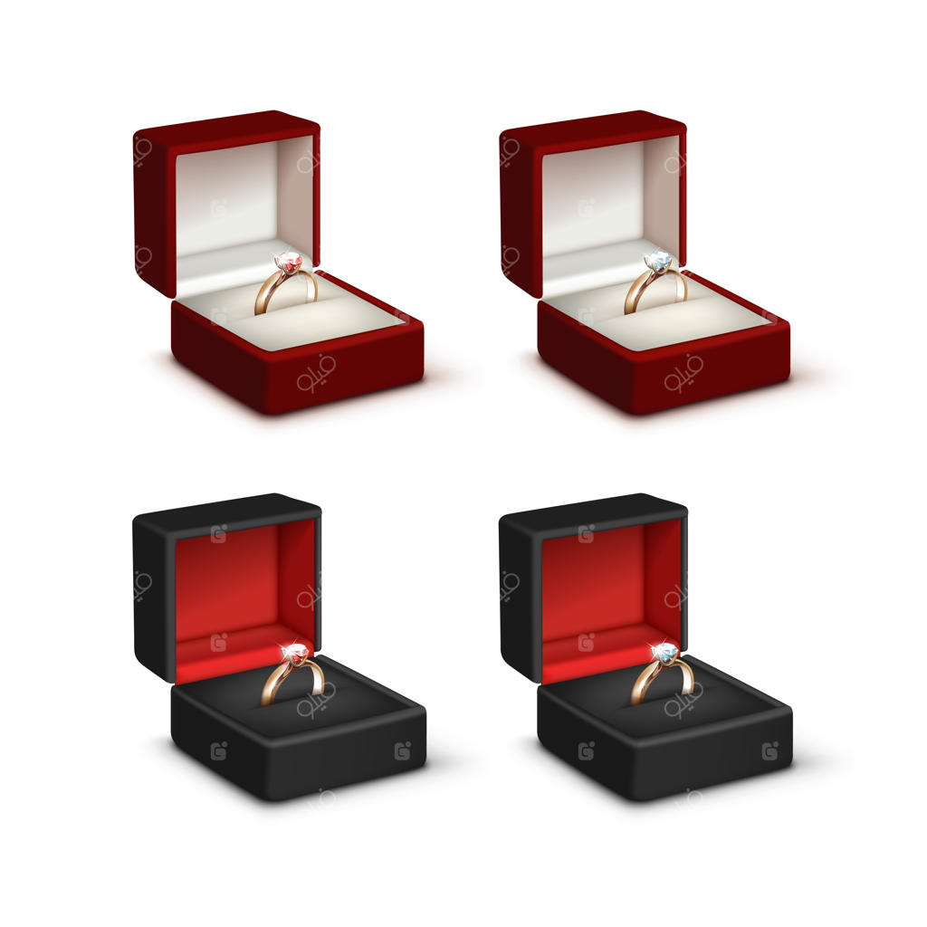 مجموعه انگشتر نامزدی طلا با الماس‌های درخشان صورتی و سفید