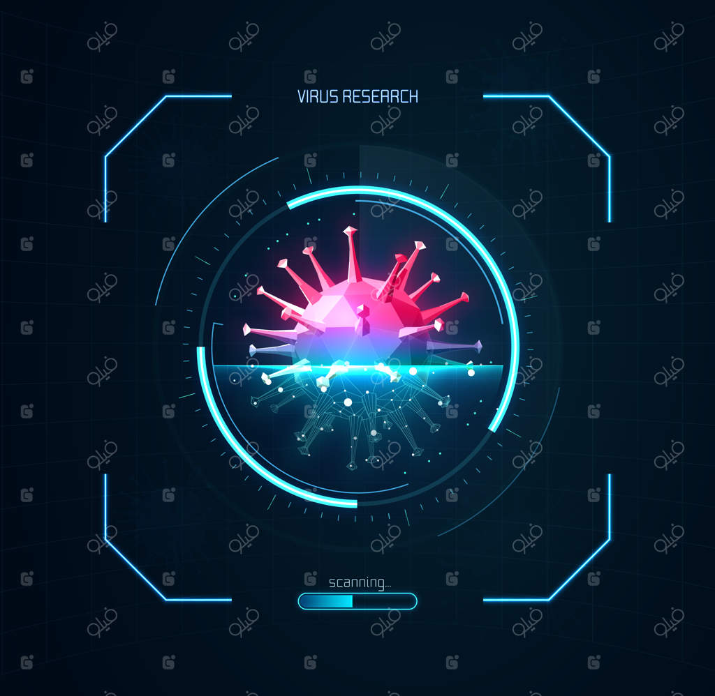 تحقیق درباره ویروس و باکتری، تصویرسازی به سبک پلی‌گان پایین.