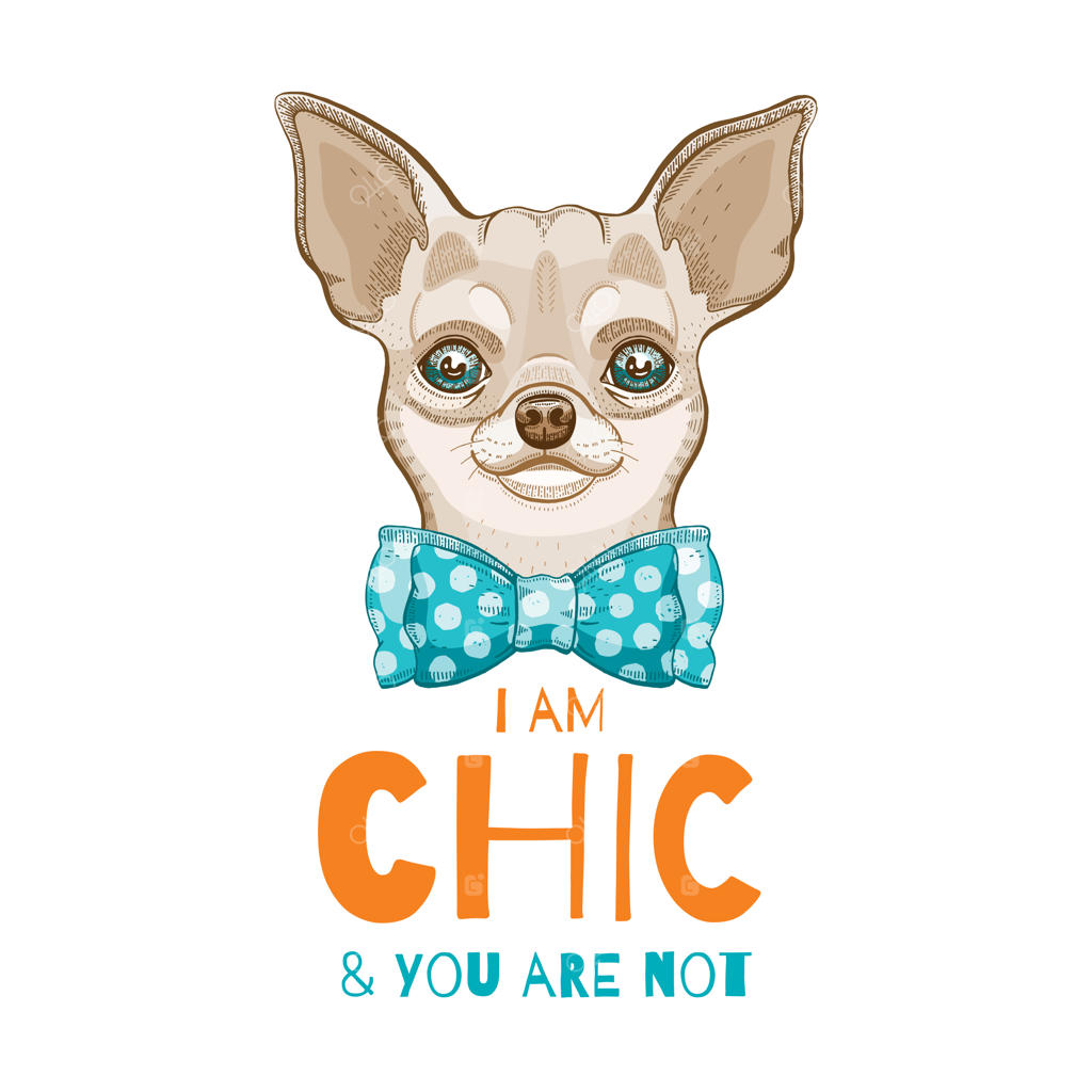 طرح بامزه از سگ چیهواوا: طراحی خطی برای چاپ تیشرت، پوستر و کارت.