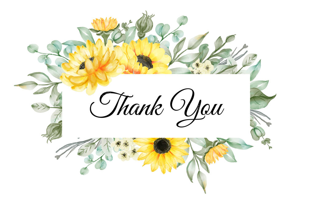 آفتابگردان زرد آبرنگی روی بنر تشکر