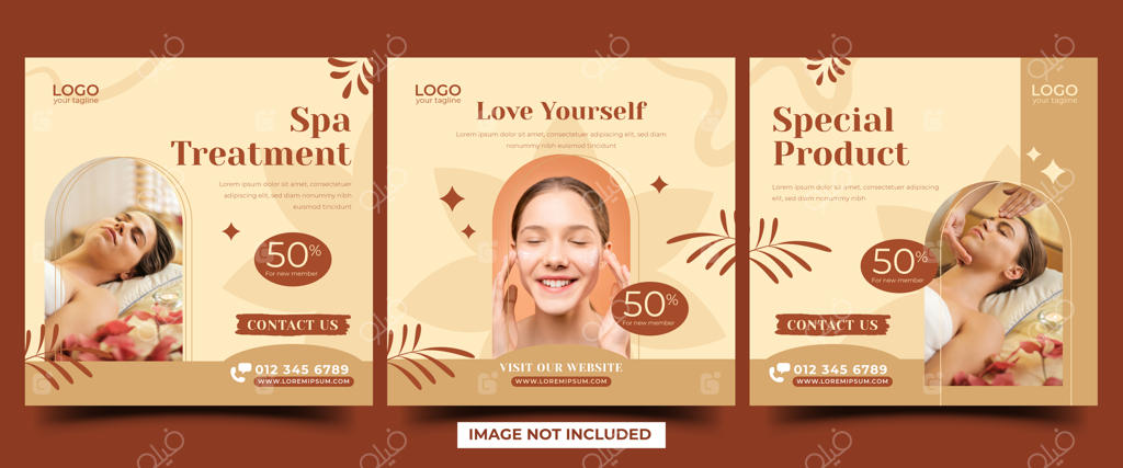 طراحی قالب پست شبکه‌های اجتماعی برای ماساژ و سالن زیبایی