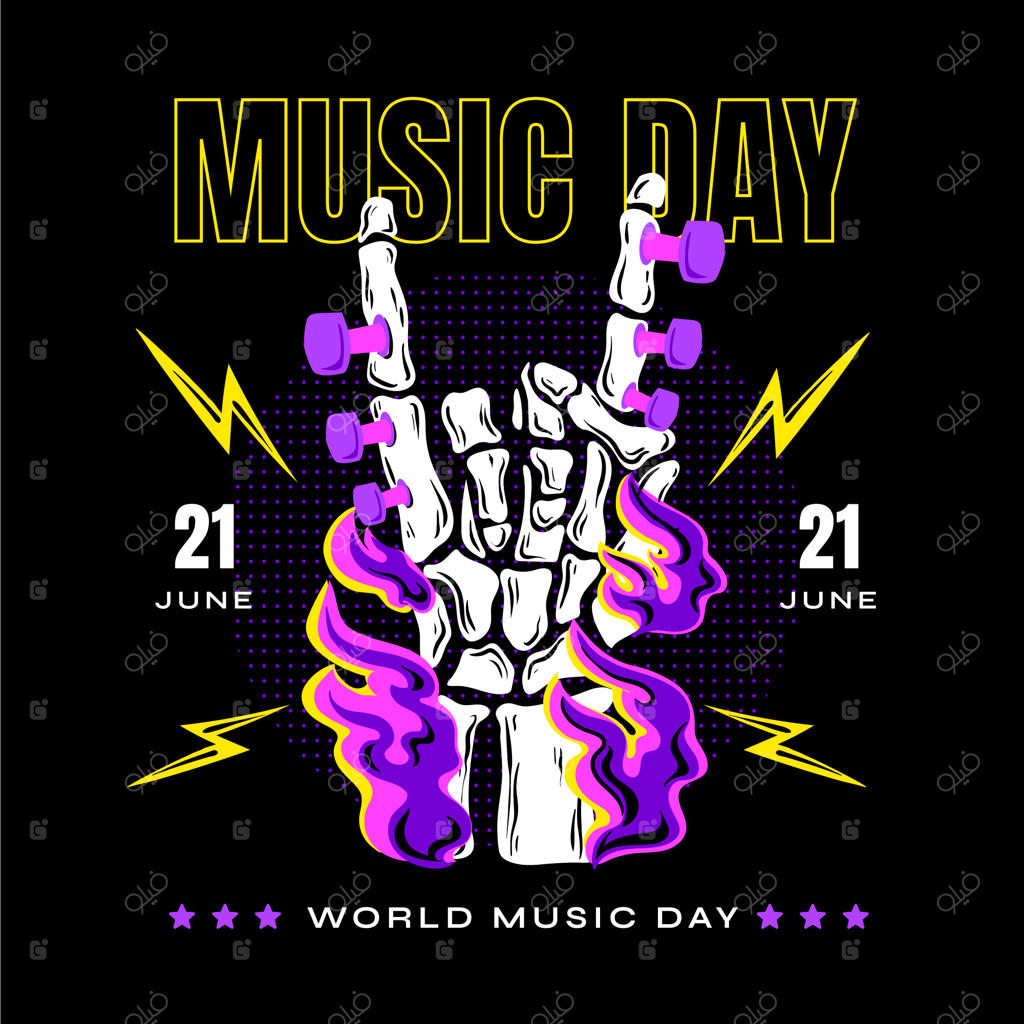 تصویرسازی تخت برای جشن روز جهانی موسیقی