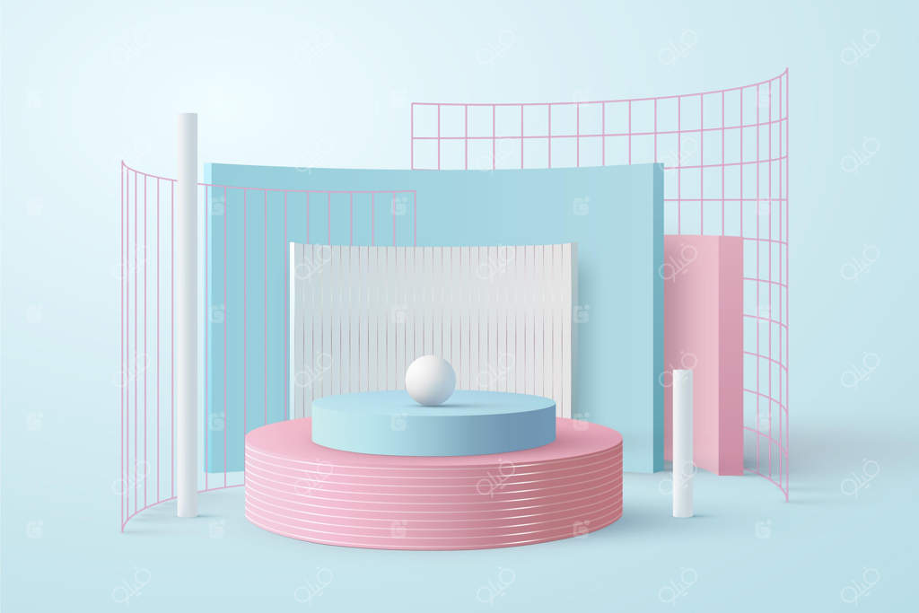 پدیوم با شبکه‌های فلزی در افکت سه‌بعدی