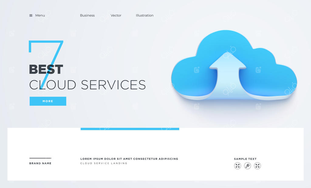 صفحه فرود یا بنر فناوری دیجیتال برای کسب‌وکار خدمات ابری - تصویرسازی برداری