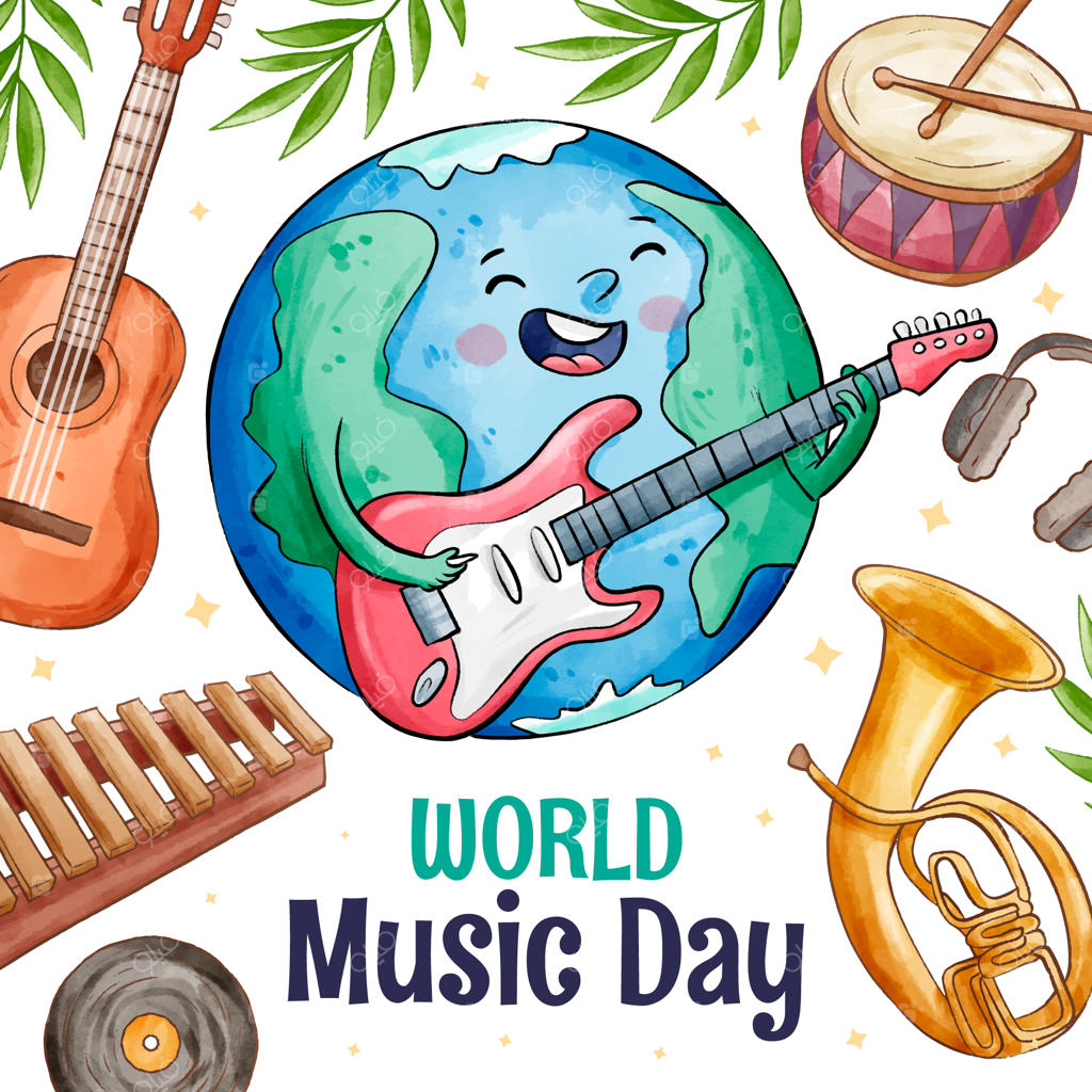 تصویرسازی روز جهانی موسیقی با آبرنگ