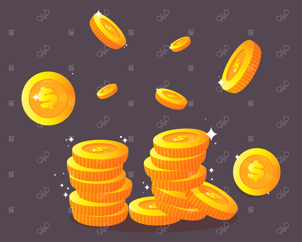 تصویر کارتونی سکه‌های طلایی دلار