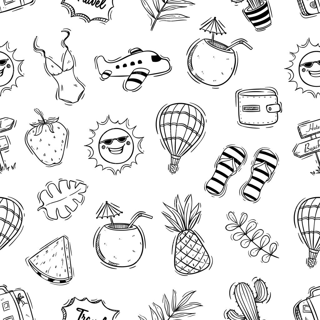 نقاشی جذاب و دست‌ساز تابستانی در پترن یکپارچه