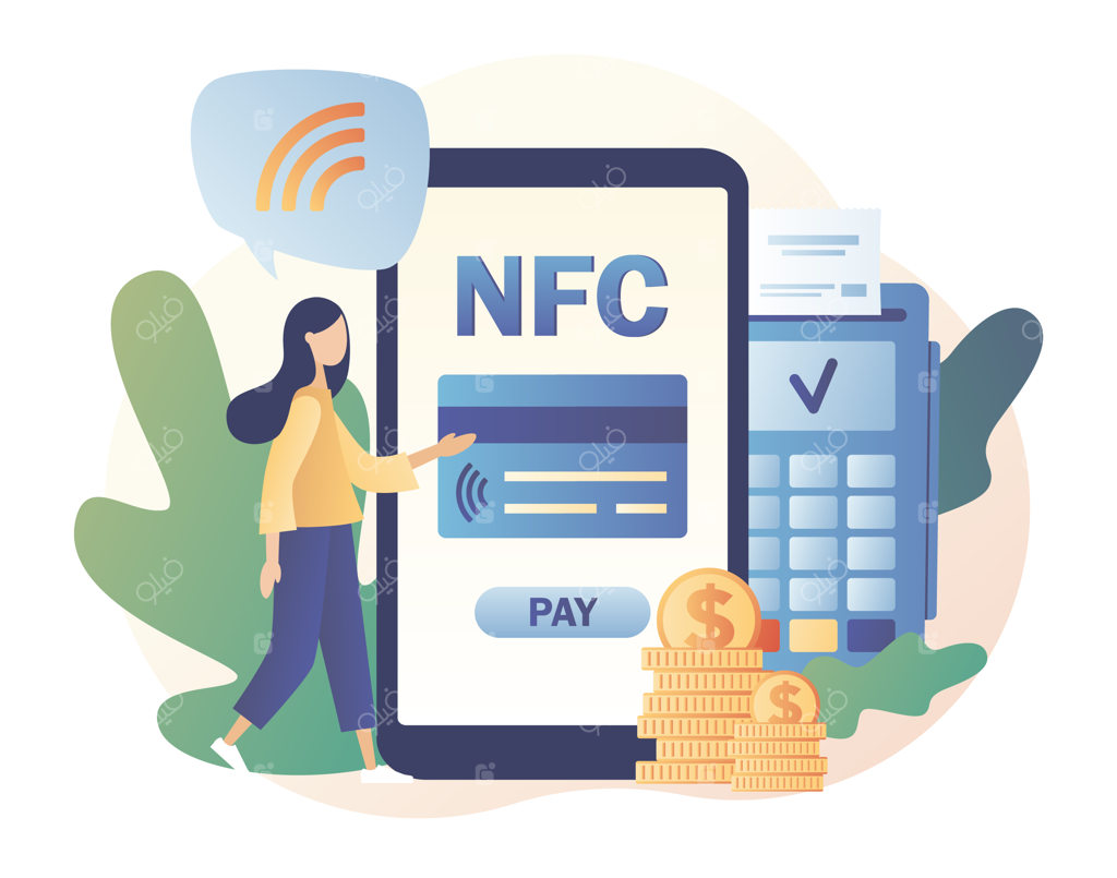 استفاده دختربچه از اپلیکیشن پرداخت NFC و دستگاه کارتخوان برای تراکنش‌های مالی