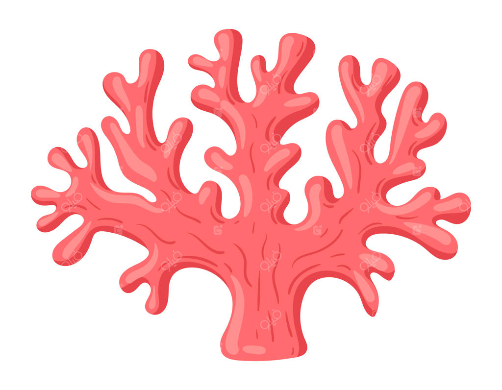 تصویرسازی وکتور کارتونی و تخت از مرجان‌ها و گیاهان دریایی در طبیعت زیر آب اقیانوس