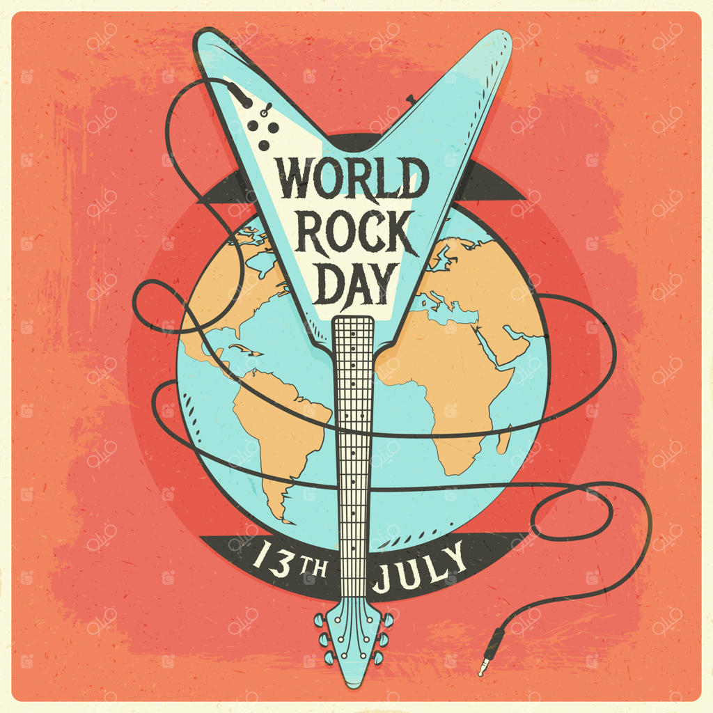 تصویرسازی روز جهانی راک با گیتار