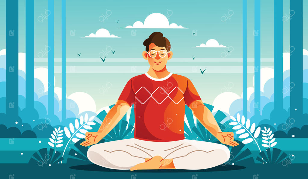 مرد در حال مدیتیشن در طبیعت