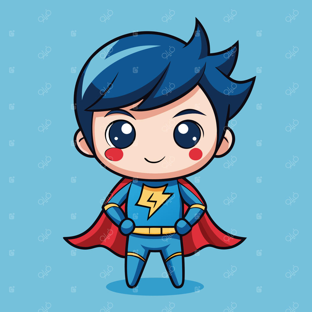 پسربچه ابرقهرمان کارتونی با پس‌زمینه سفید