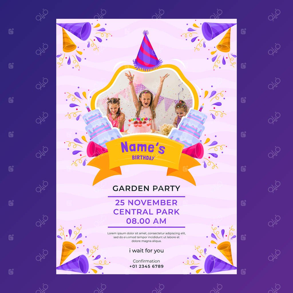 پوستر جشن تولد طراحی شده با دست