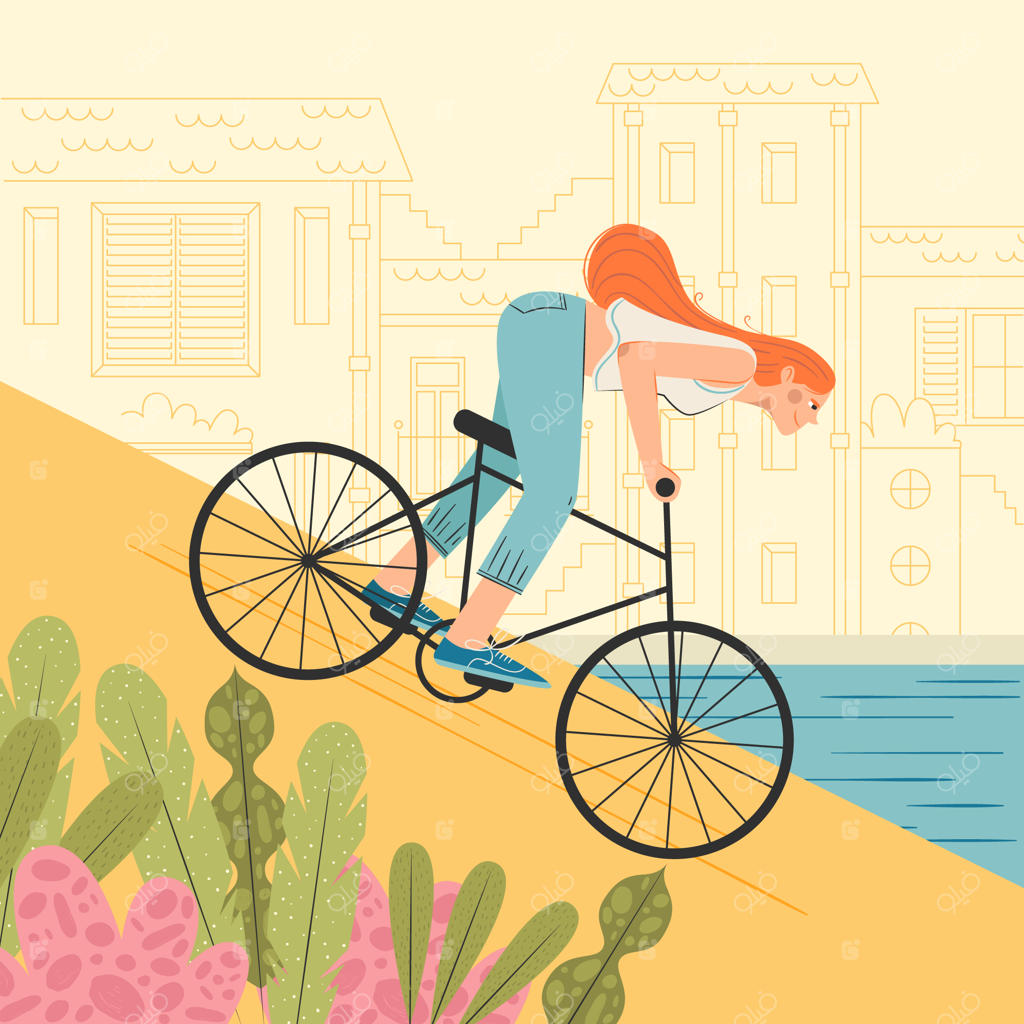 تصویرسازی روز دوچرخه‌سواری در دنیای تخت