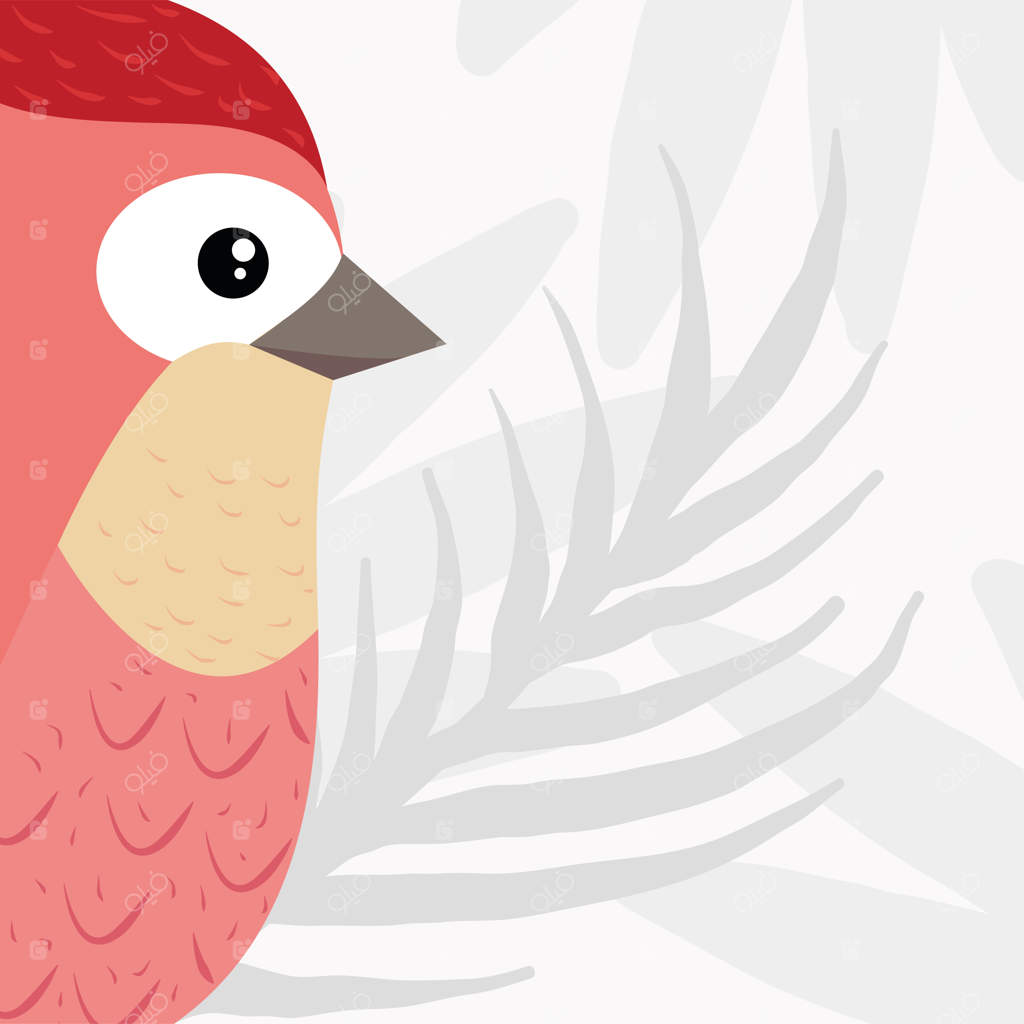 پرنده بامزه با برگ‌ها