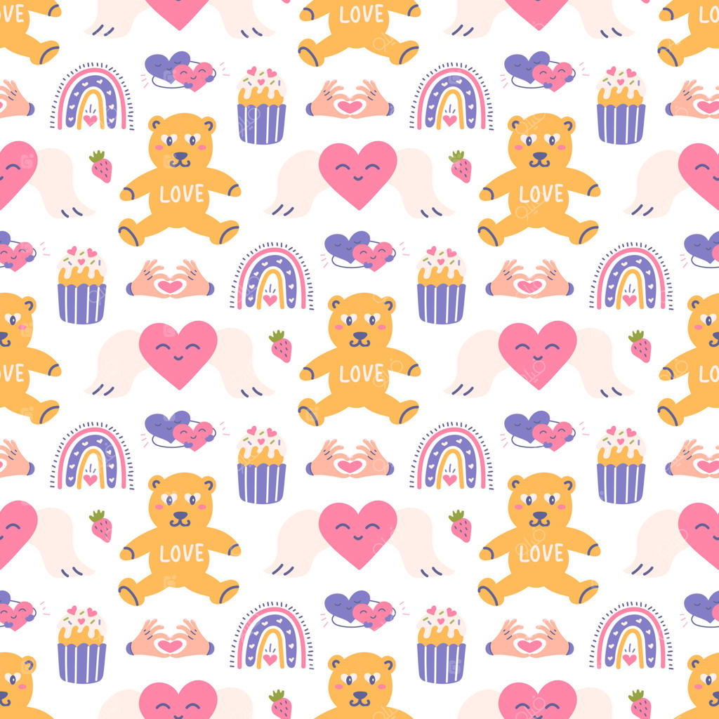 قلب بالدار و خرس عروسکی، طرح یکپارچه وکتور برای روز ولنتاین
